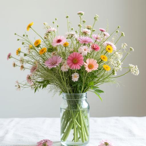 Нежная композиция из полевых цветов